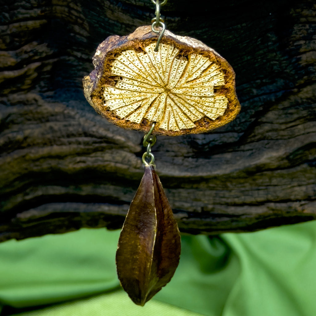 Nature-Inspired Botanical Pendant Necklace, Handmade Forest-Core Herbal Jewelry, Unique Woodsy Accessories Gifts for Women