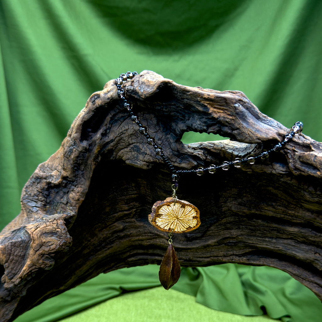 Nature-Inspired Botanical Pendant Necklace, Handmade Forest-Core Herbal Jewelry, Unique Woodsy Accessories Gifts for Women