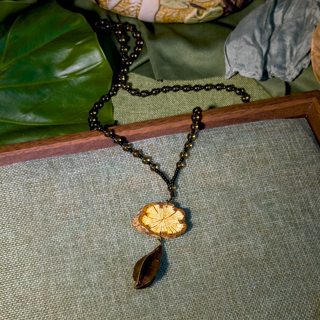 Nature-Inspired Botanical Pendant Necklace, Handmade Forest-Core Herbal Jewelry, Unique Woodsy Accessories Gifts for Women