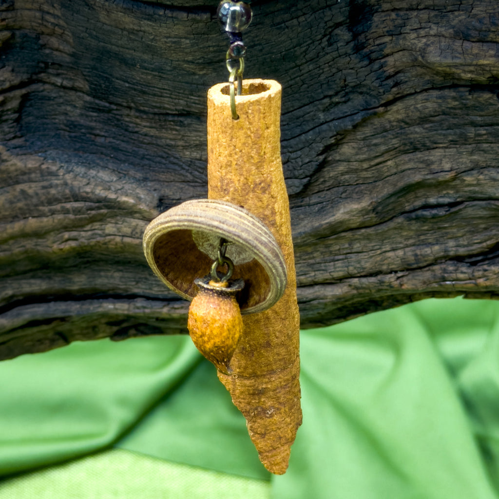 The Forest Alchemist, Handmade Cinnamon & Acorn Botanical Necklace, Meditation Jewelry, Herbal & Botanical Talisman
