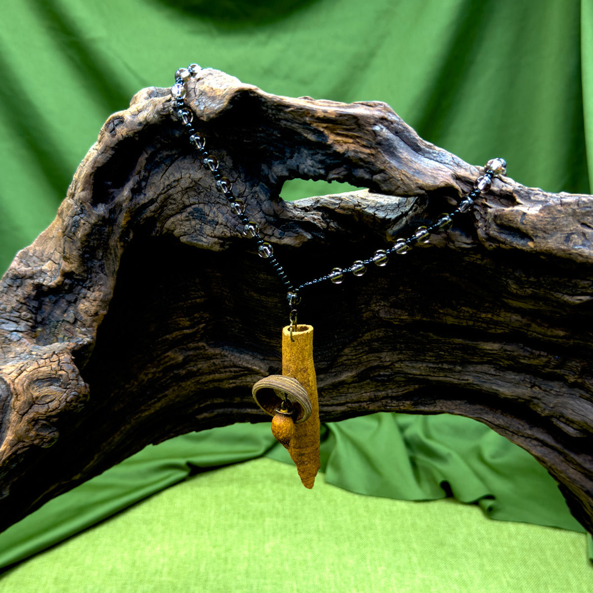 The Forest Alchemist, Handmade Cinnamon & Acorn Botanical Necklace, Meditation Jewelry, Herbal & Botanical Talisman