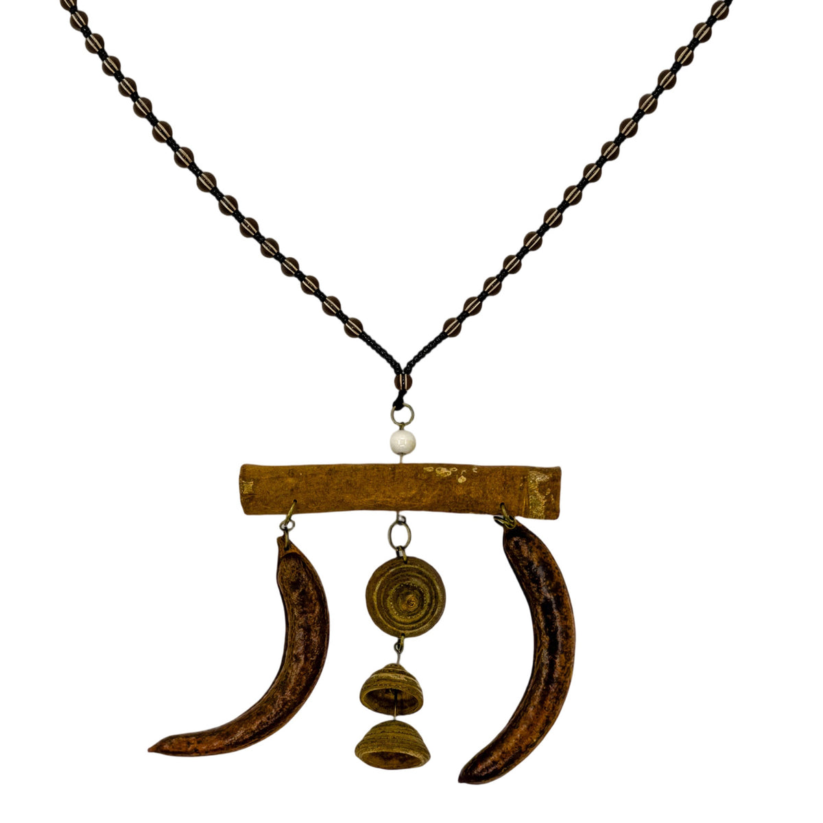 Handcrafted Botanical Necklace – Natural Cinnamon, Honeylocust Fruit & Acorn Cap Pendant, Eastern Forest Energy Talisman, Gift for Her