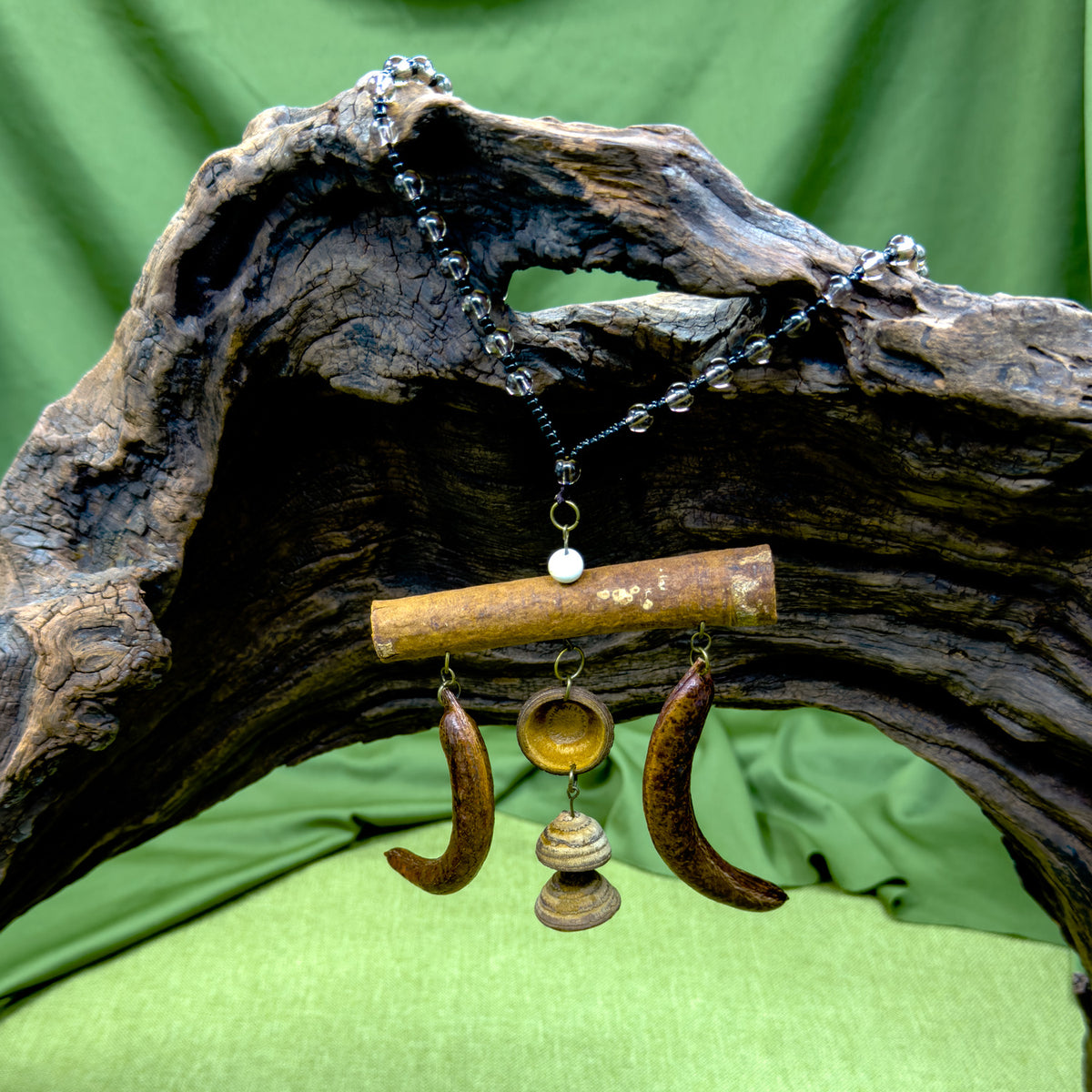 Handcrafted Botanical Necklace – Natural Cinnamon, Honeylocust Fruit & Acorn Cap Pendant, Eastern Forest Energy Talisman, Gift for Her
