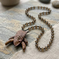 Handcrafted Botanical Necklace – Natural Sappanwood Pod & Chinese Honeylocust Fruit Pendant, Eastern Forest Energy Talisman, Spiritual Gift