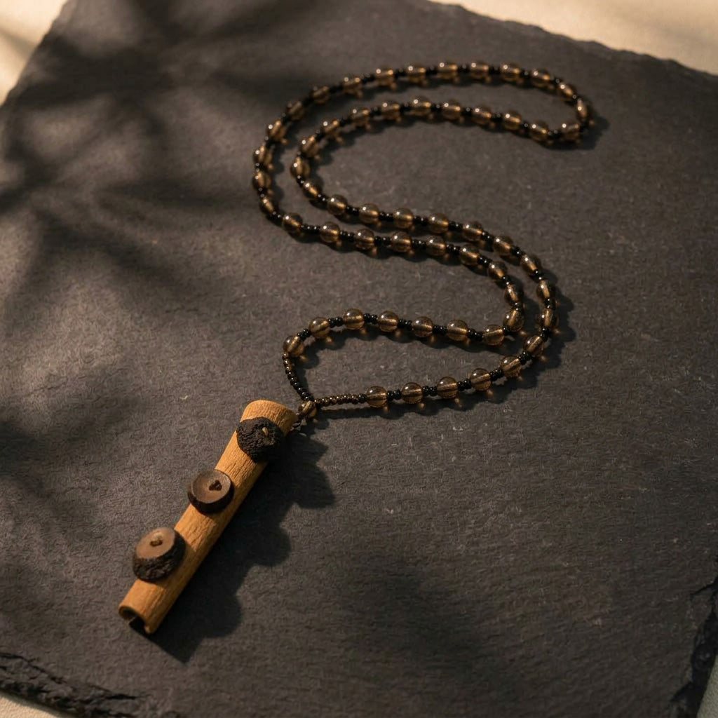 Handmade Herbal Necklace Cinnamon & Pummelo Peel Botanical Talisman Necklace The Eastern Alchemist