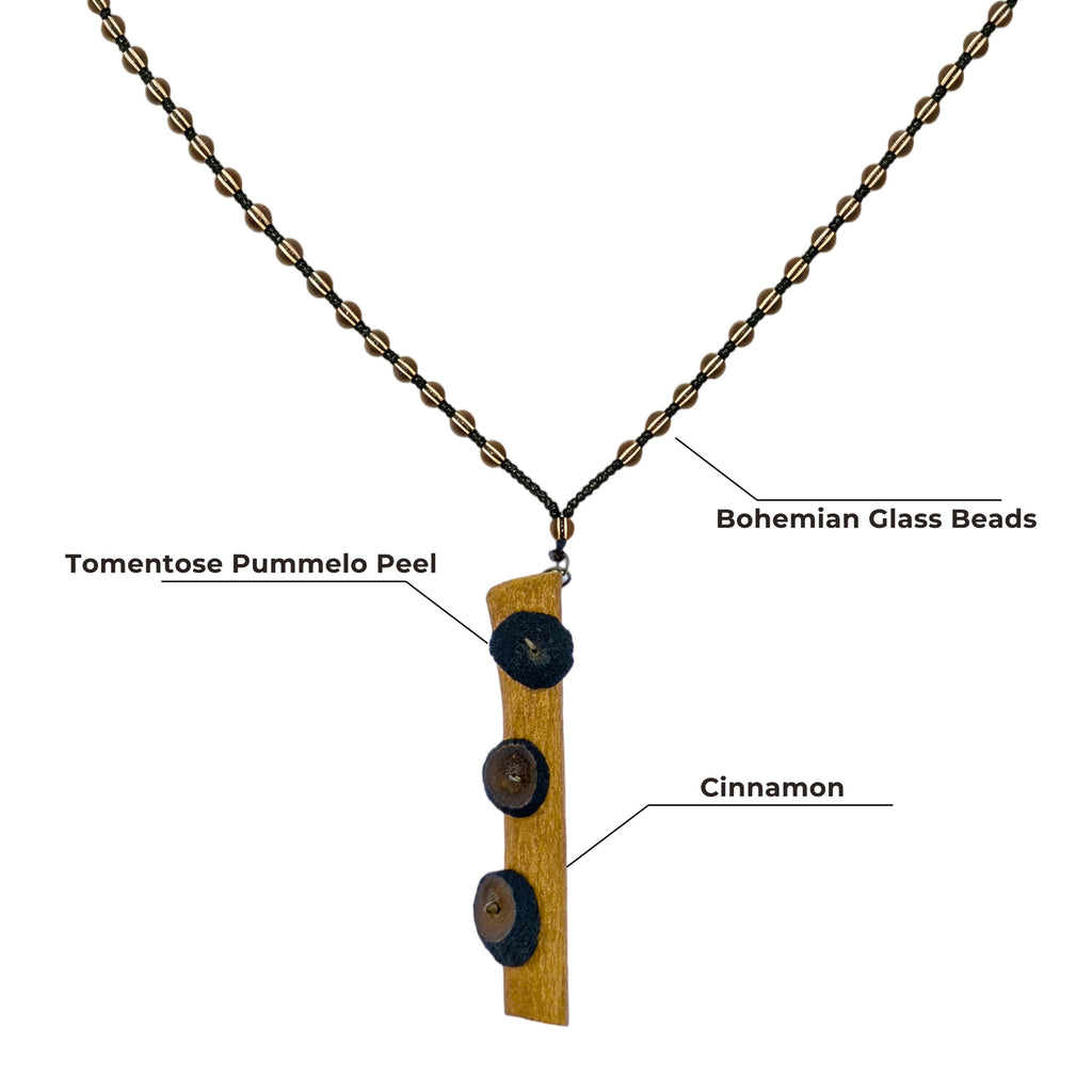 Handmade Herbal Necklace Cinnamon & Pummelo Peel Botanical Talisman Necklace The Eastern Alchemist