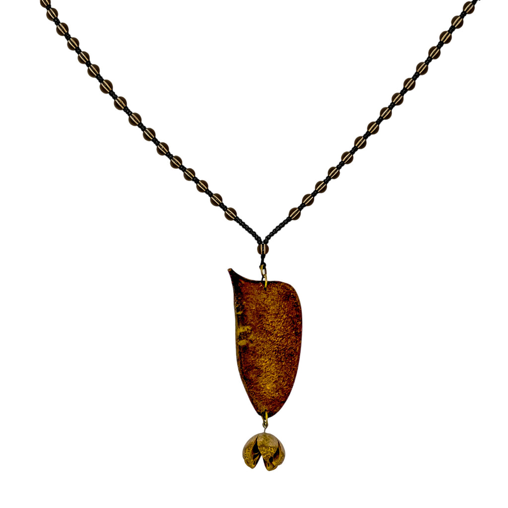 Handcrafted Botanical Pendant Necklace – Natural Sappanwood Pod & Schima Superba Seed Jewelry, Eastern Forest Energy Talisman, Spiritual Gift